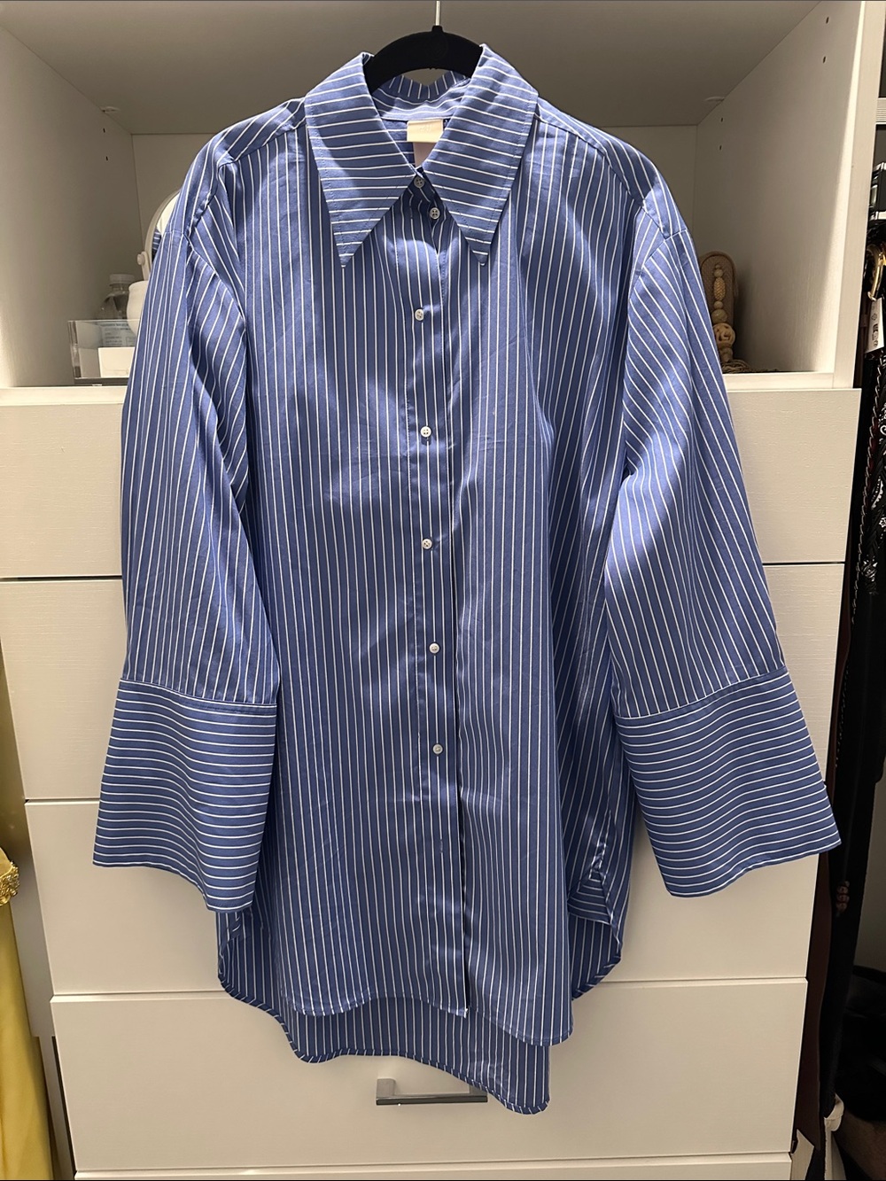 NWT H&M super oversized wide cuff striped blouse